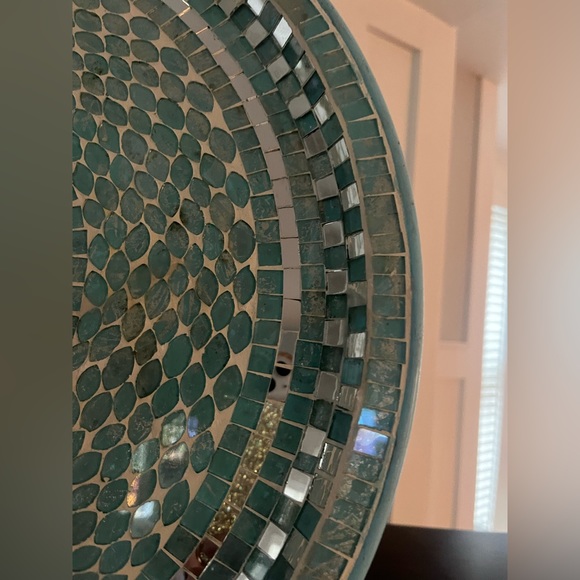 New Pier One Mosaic Platter in aqua grey and white - Picture 3 of 5